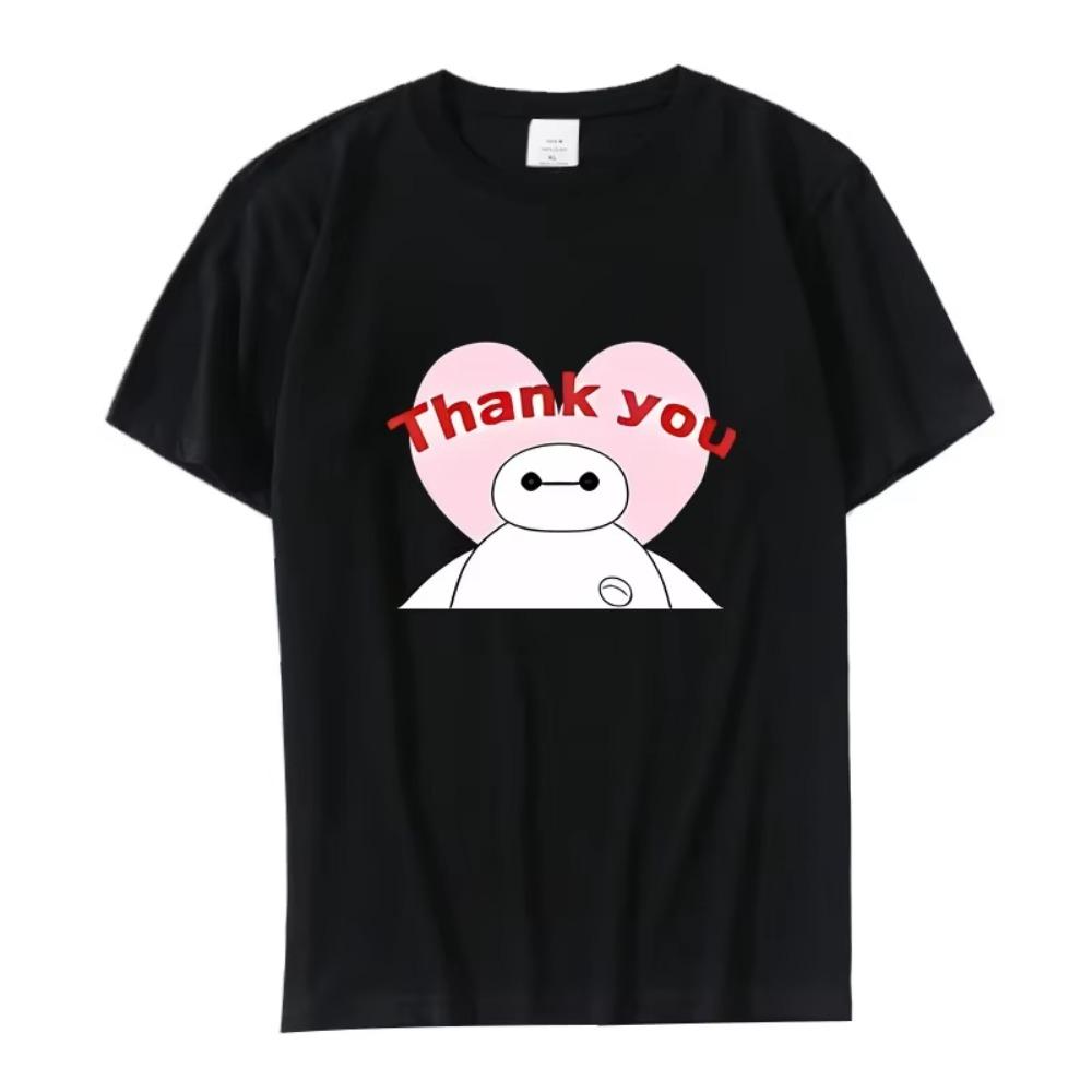Big Hero Baymax Cartoon T Shirt Movie Cotton T-Shirt Vintage Graphic Large Crewneck Top Sell Harajuku Men's Short Sleeve