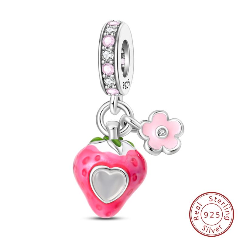 Copper Little Bear Soft Candy Coffee Strawberry Cake Afternoon Tea Charms Beads Fit Qikaola Bracelets Diy Jewelry