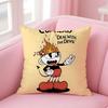 Classic Game Cuphead Cute Pillow Case Anti-Dustmite Pillowcase Invisible Zipper Silky Short Plush Sofa Cushion Cover
