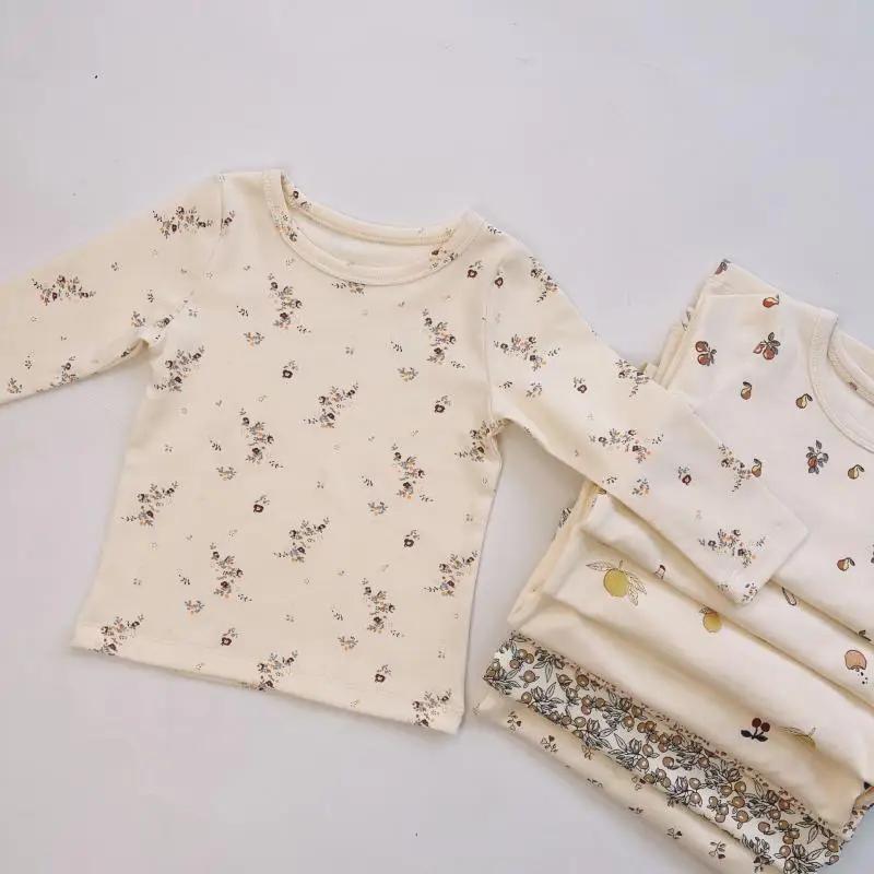 Children's Pure Cotton Sleep Set-Cartoon Floral Boys Girls Pajamas Soft Kids Lounge Wear Suit Comfortable Sleepwear Size 80-120