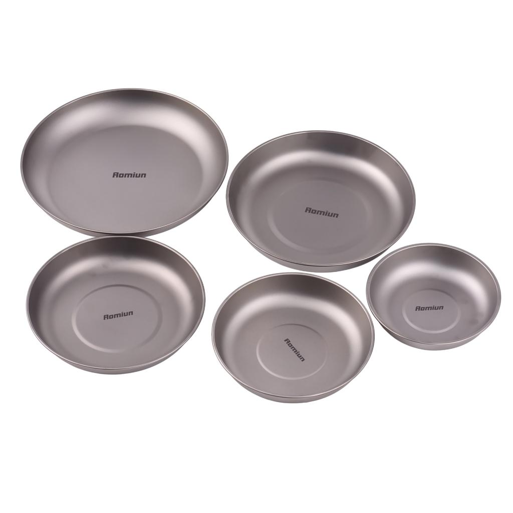 5 szt. Tytanowy talerz kempingowy Lekki okrągły zestaw naczyń do obiadu Składane talerze do serwowania na backpacking