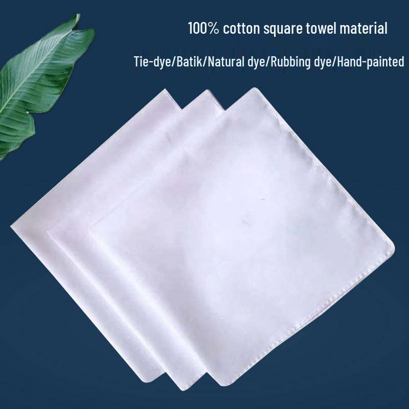 

Шарф из 100% хлопка с окрашиванием тай-дай и эко-печатью: Ручная работа, детский сад, восковой батик, маленький квадрат с растительным узором.