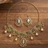 Ethnic Vintage Crystal Stone Jewelry Sets Hollow Water Drop Pendant Necklace Earrings for Women Gift