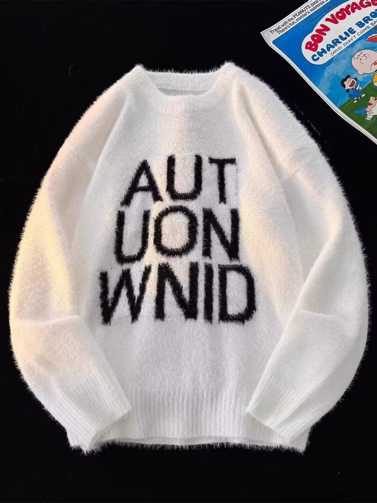 Amerikanischer Stil Lockerer Nerzpullover - Rundhalsausschnitt, Retro, Vielseitiges Herbst/Winter Oberteil für Paare