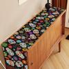 Mexican Day of The Dead Skull Floral Linen Table Runner Tabletop Decor Reusable Kitchen Dining Table Runner Holiday Party Decor