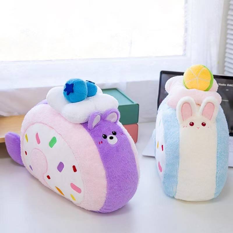 Newest Cake Roll Dessert Pillow Cushions Kawaii Stuffed Plush Toy Figure Doll Cartoon Anime Cute Kids Birthday Gift Doll