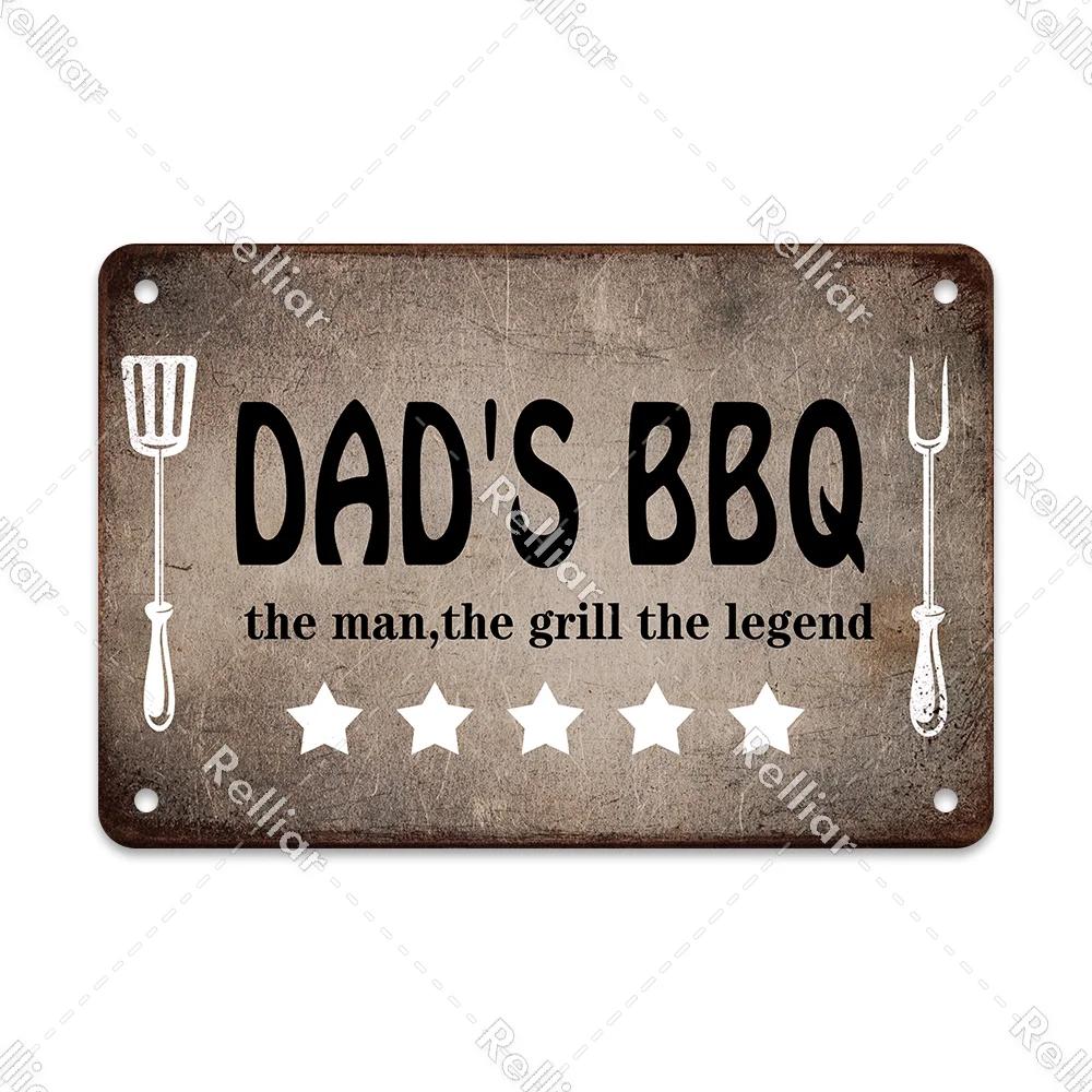 BBQ Party Metal Tin Plaque Retro Yard Garden Wall Decoration Signs Marked Barbecue Rules Slogan Plate Vintage Grill Poster