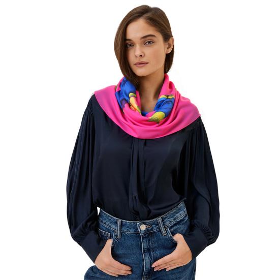 Women Fashion Long Soft Wrap Shawl Rose Flower Printed Sheer Chiffon Scarf