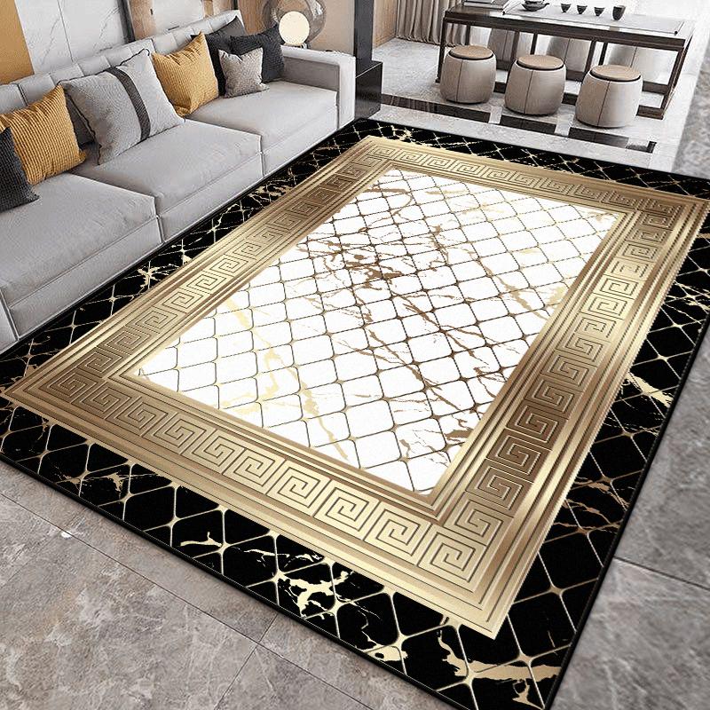 Big Size Non-slip Home Decoration Luxury Carpet for Living Room Golden Border Washable Gaming Room Decor Rug Soft Sofa Table Mat