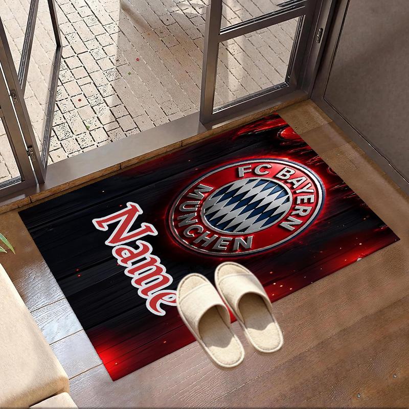 Custom Name Personalized FC Bayern Print Carpet, Versatile Home Decor Rug, for Playroom, Apartment, Balcony, Entryway, Hallway Gift
