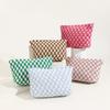 Crochet Makeup Bag Checkered Toiletry Bag Cosmetic Bag Versatile Storage Bag for Brush Lipstick Stationery Personal Care
