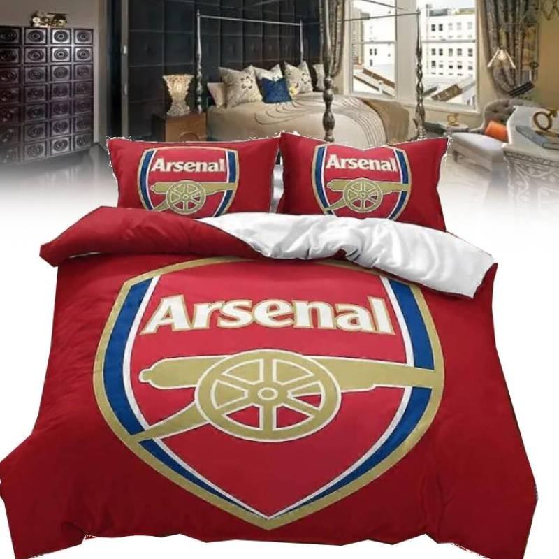 Arsenal Football Club Soccer Print Duvet Cover Set With Polyester Material For Sports Fans Bedroom Decor