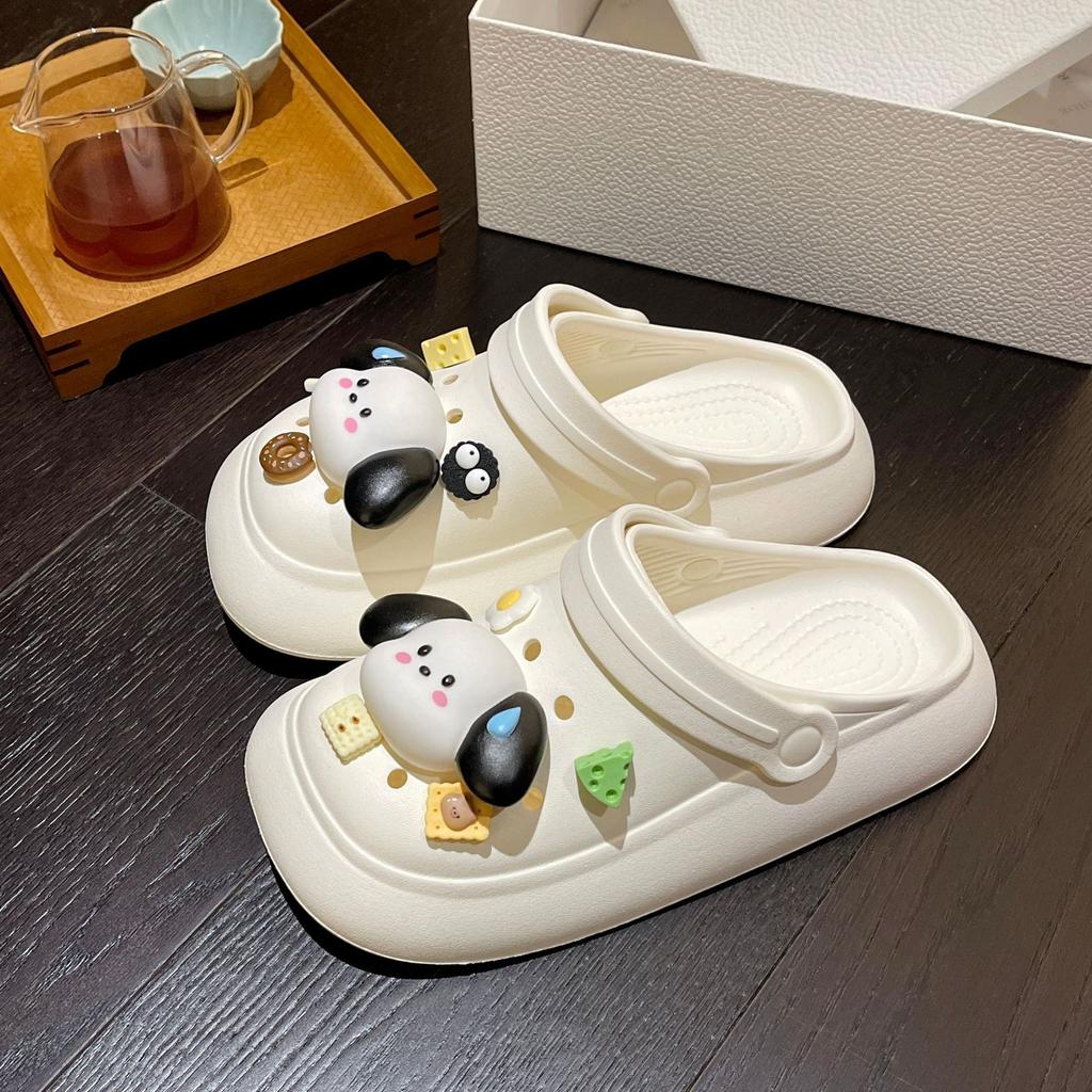 Summer new cute cartoon puppy hole shoes platform bag head slippers women's summer 2025 outer hole shoes