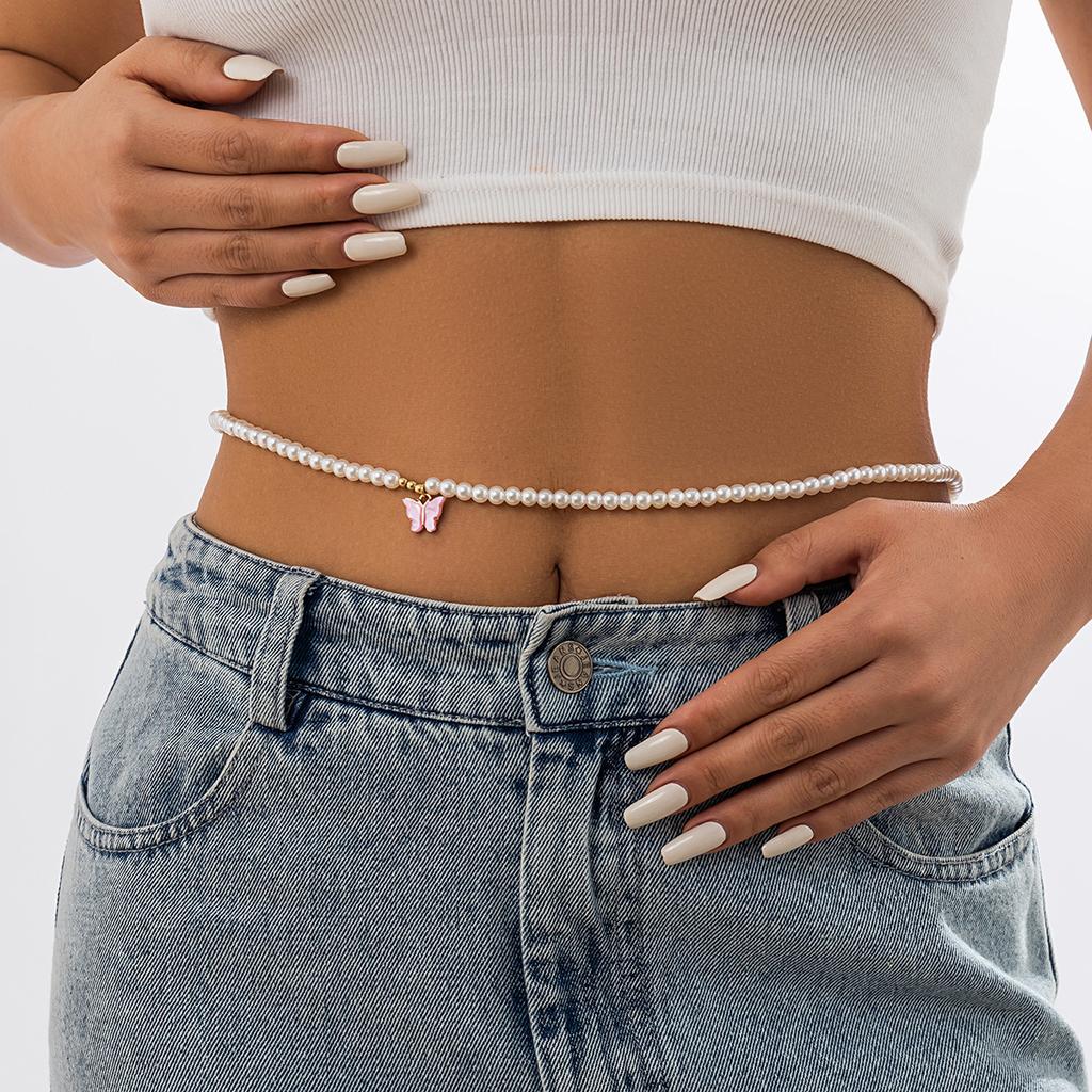 Sweet and Cool O-chain Body Chain, Creative Spice Girl Wind Small Butterfly Fringed Double Waist Chain