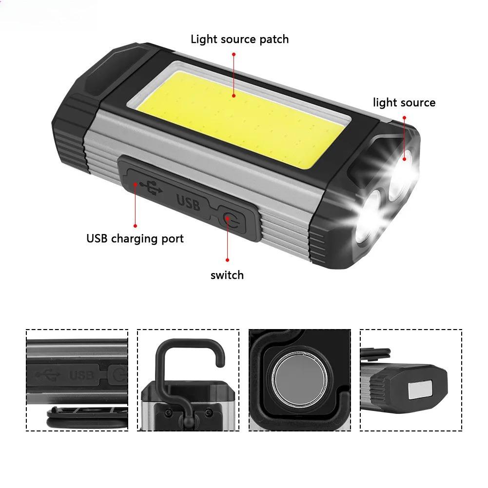 COB Work Light with Magnet LED Flashlight Camping Lamp IPX6 Waterpoof Torch USB Rechargeable Lantern As Power Bank