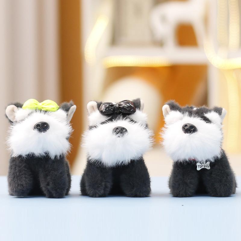 Schnauzer Cute Stuffed Animal Doll Keyring Pendant For Backpack And Car Decor