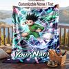 Personalized Flannel Throw Blanket,Hunter × Hunter Custom Printed Name, Cozy Plush Blanket For Home Use