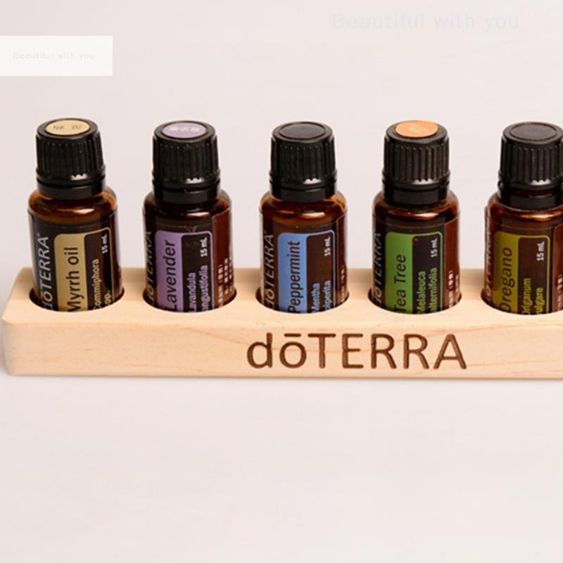 1pc Essential Oil Wooden Display Stand 6 Hole Essential Oil Storage Rack Smooth For DoTERRA Essential Oils Perfume Bottle Holder