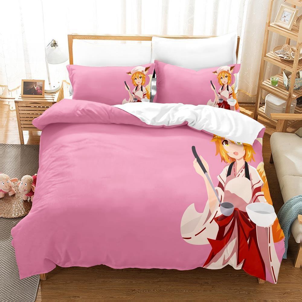 3D Print Anime The Helpful Fox Senko San Bedding Set Single Twin Full Queen King Size Bed Set Adult Kid Bedroom Duvet Cover Sets