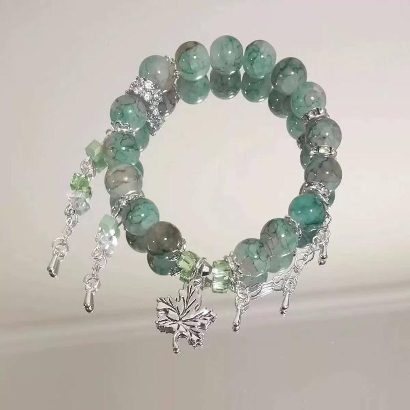 Summer Fresh and Cool Forest-themed Green Crystal Butterfly Ethereal Crystal Bracelet - A Niche Item