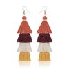Bohemian Fringe Long Gradient Multilayer Drop Earrings Women Silk Fabric Ethnic Tassel Earring