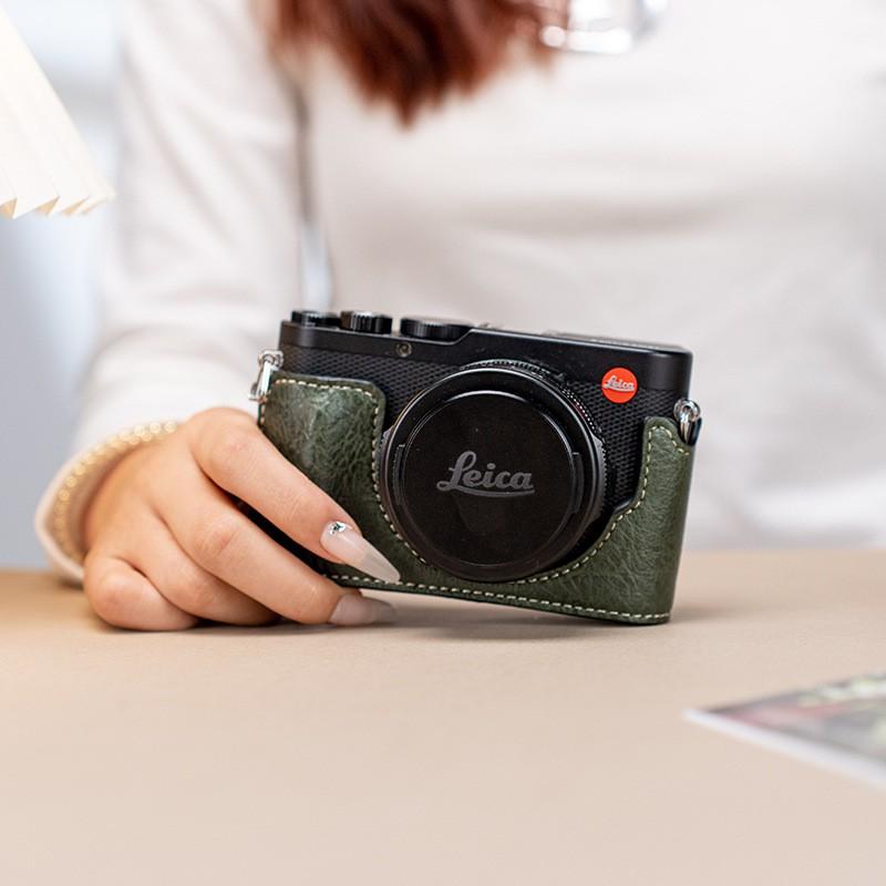 Puzdro na fotoaparát Leica D-LUX 8 Ochranné puzdro z PU kože s nastaviteľným ramenným popruhom Kompaktné digitálne Leica D-LUX 8 Green Protective Case black