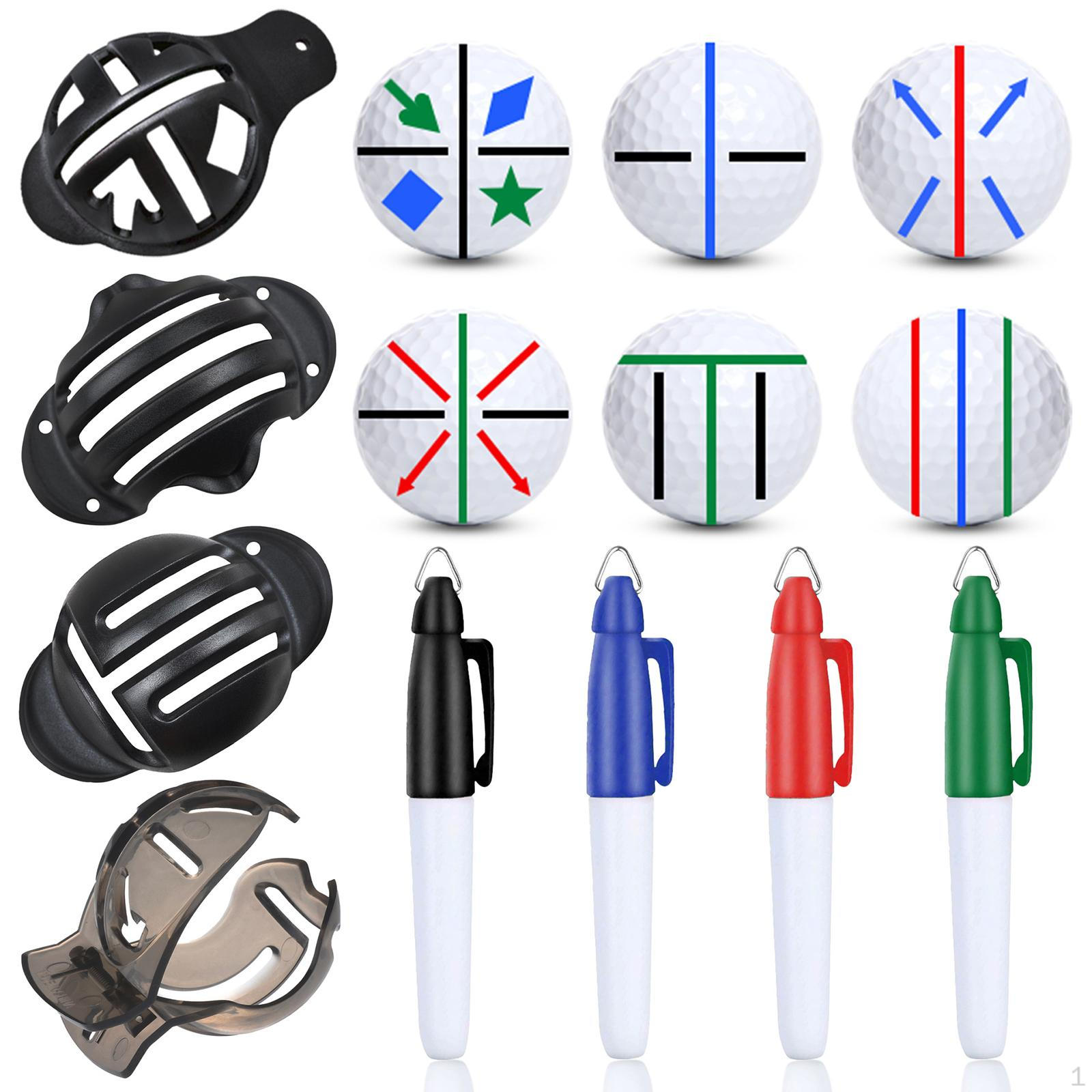 

8x Golf Ball Liners and Pens Marker Set Easy Carry Functional Portable Reusable Template