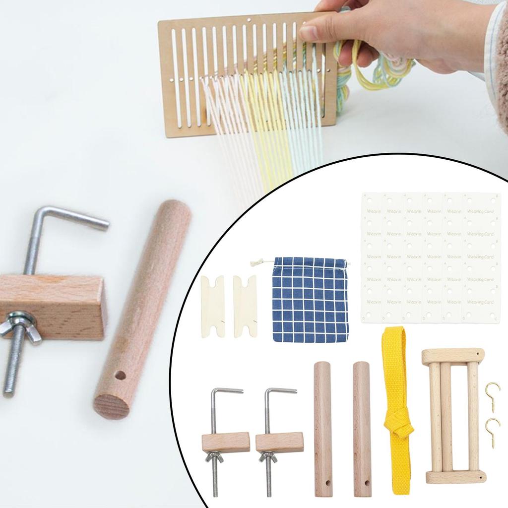 Peg Loom Braiding Weaving Racelets Weaving for Beginners Wooden Desk Clamp Set Yard Warping Weaving Loom Pegs Weaving Loom Kits