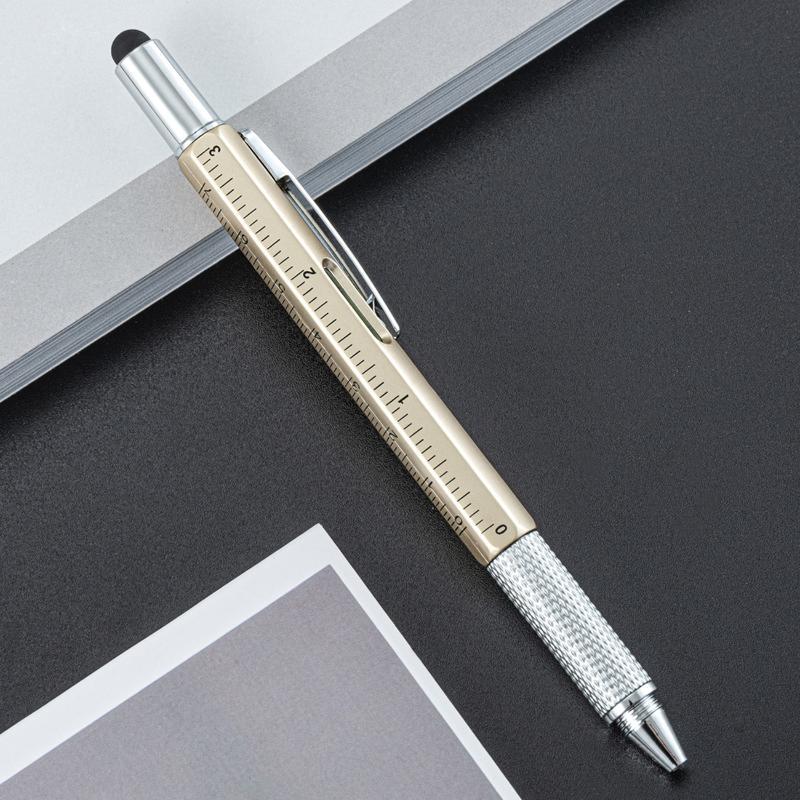 Lightweight Multifunctional Touch Screen Stylus Pen with Screwdriver Ruler Level Gauge for Travel Carry Emergency Repair Tasks