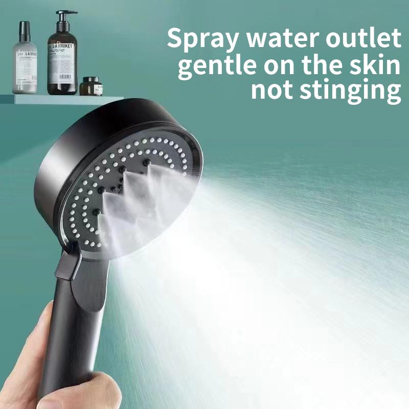 5 Modes Adjustable High Pressure Shower Head, Water Saving & Massage Function, Black Showerhead for Bathroom Accessories
