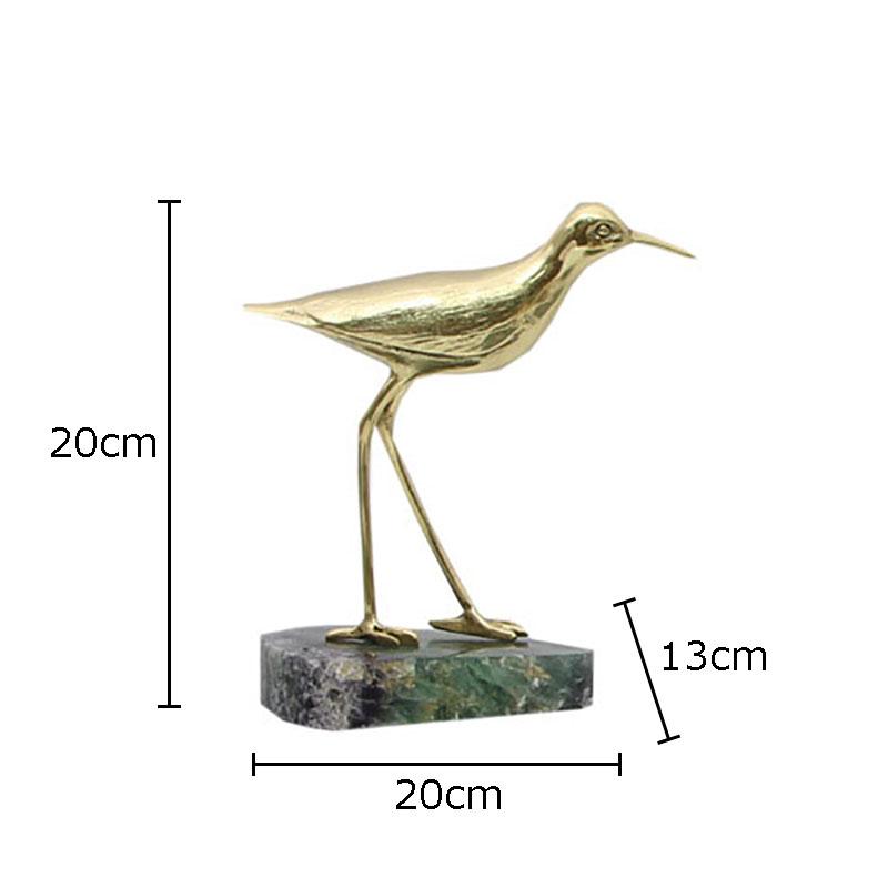 Golden Brass Bird Crafts Marble Base Creative Ornaments Desk Decoration Gold-plated Bird Artwork Statue Room Aesthetic Decor