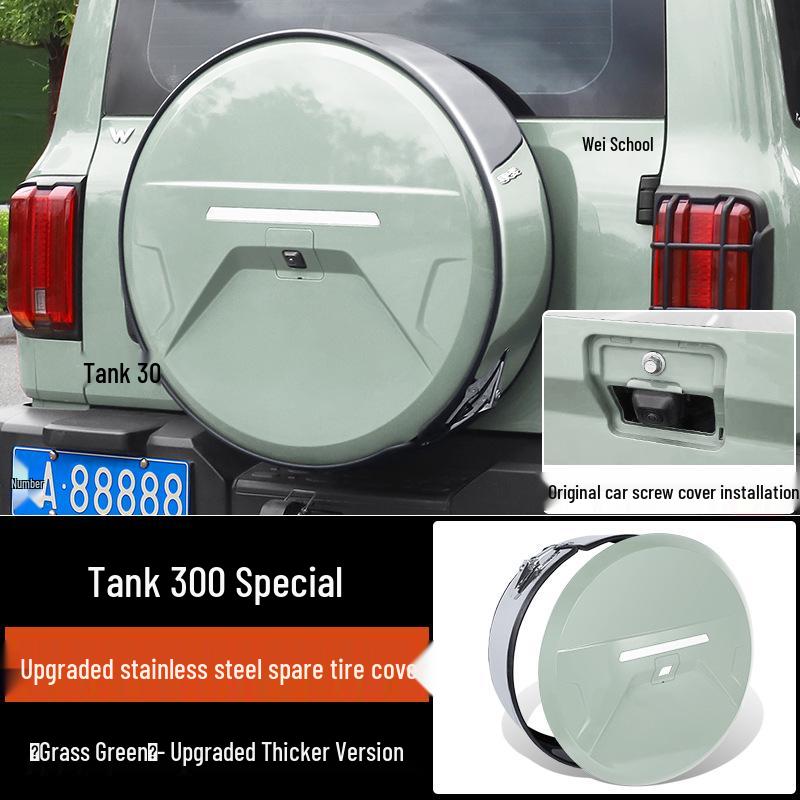Compatible Stainless Steel Spare Tire Cover for Tank 300: Urban & Off-Road Models