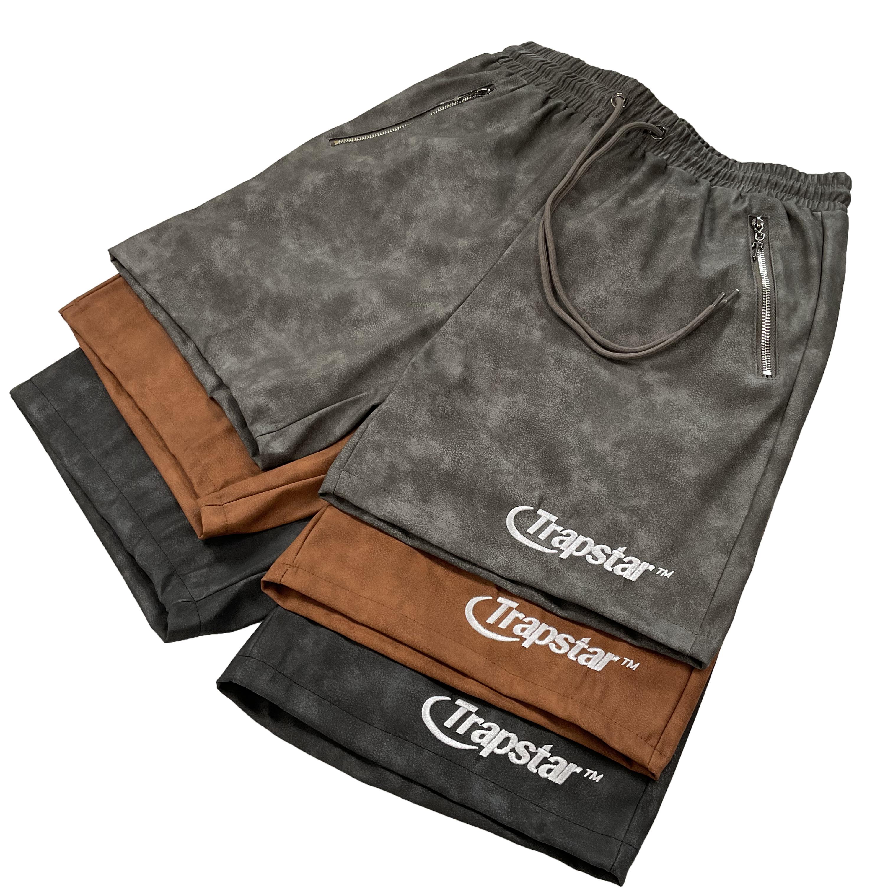 

Trapstar London 2025 New Summer High Street Trendy Brand Summer Men s and Women s Letter Embroidered Loose Deer Skin Velvet Casual Five Cent Shorts M