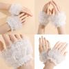 Lightweight Lace Wrist Sleeves Sun Blocking Stretchy Design For Summer Outings Casual Outfits White