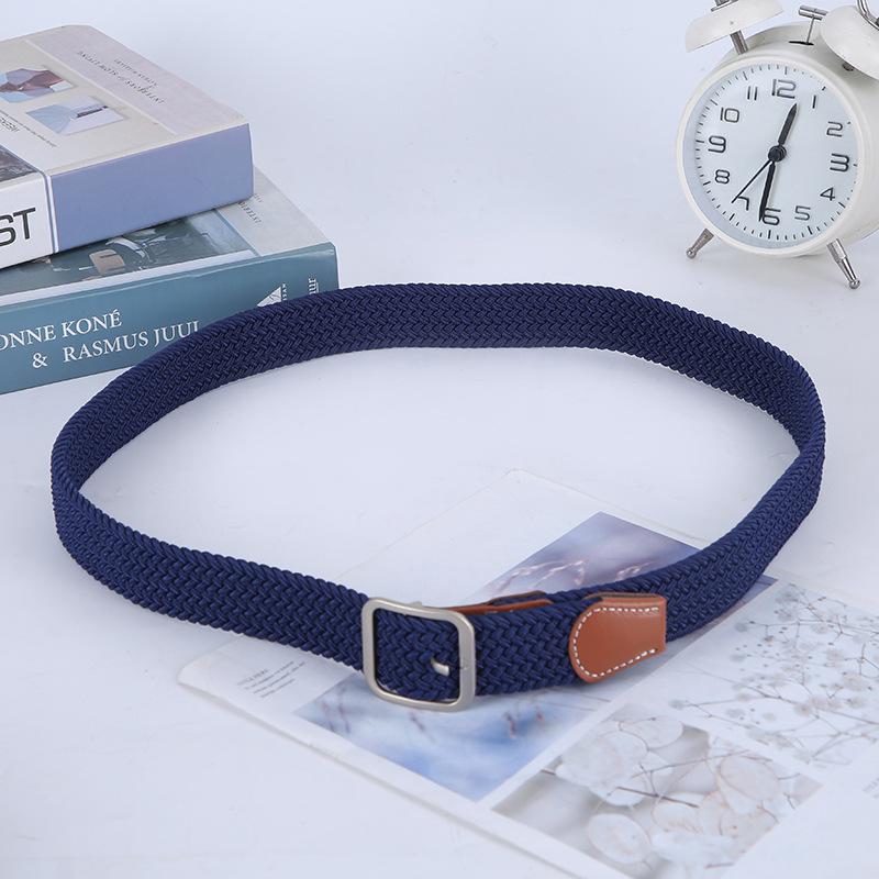 Non-Porous Non-Punching Pin Buckle Men'S And Women'S Same Woven Belt Elastic Elastic Casual Canvas Belt Student Belt