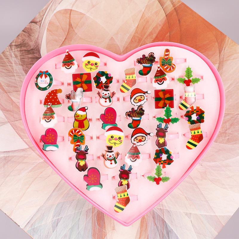10pcs/Lot Cute Children's Cartoon Rings Glitter Flower Fruit Shape Plastic Adjustable Ope Excluding boxes