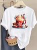 (Asian Size) watercolor trend Tee Top Christmas Festival New Year Clothing T Shirt Women Fashion Print Female Woman Short Sleeve Graphic T-shirts