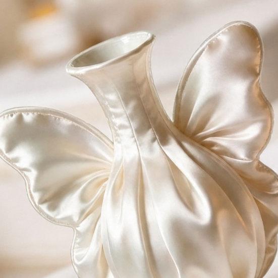 3D Printed Bow Vase, Satin Silk-Like Minimalist Flower Arrangement Holder, Nordic Style Decorative Vase for Coffee Table, Shelf Office Decor