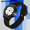 SANDA 3260 Sleek Trendy Student's Quartz Watch Silicone Strap Auto Calendar Waterproof Casual Wear Wristwatch for Adolescent