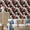 Roses and Fern Leaves Wallpaper for Living Room and Bedroom 50x1000