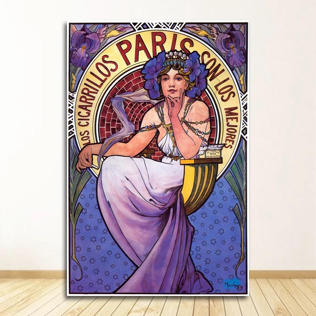 Vintage Alphonse Mucha Classic Artwork Nouveau Art Poster and Prints Canvas Painting Wall Art Pictures for Home Room Decor