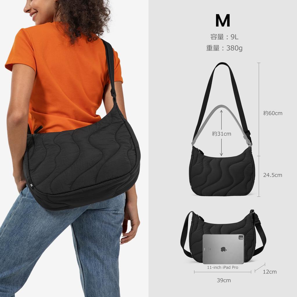 Tomtoc Women's Large Capacity 9L Lightweight Round Shoulder Bag, Compatible with 11-inch iPad Pro M5 (2025), iPad Air, Crescent Shape Crossbody Bag,