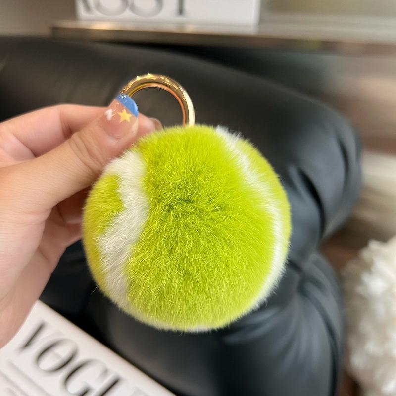 Cute Tennis Plush Tennis Car Keychain Pendant Ins Plush Ball School Bag Hanging Ornaments For Girls Gift