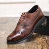 Large Size Pointed Leather Shoes Men's British Style Retro Casual Shoes Men's Lace-up Red Sole Business Dress Small Leather Shoes