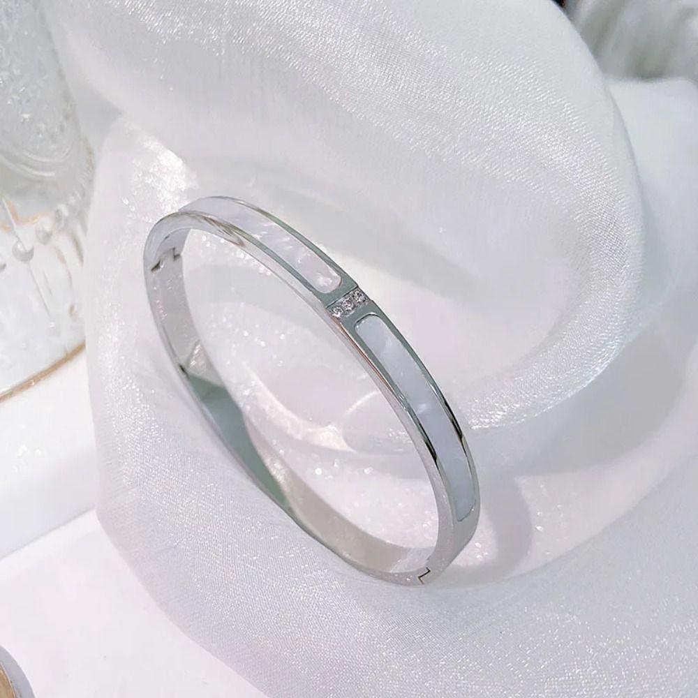 Ins Design Titanium Steel Bangles Luxury Couple Bracelets Shell Mother Bracelet  Wedding