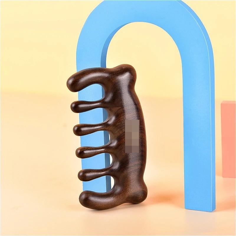 Natural Wooden Scalp Massage Comb, Meridian Stimulating Gua Sha Tool for Women Hair Care at Home