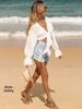 Long-Sleeve Bamboo Cotton Beach Cover-Up with Front Tie for Women