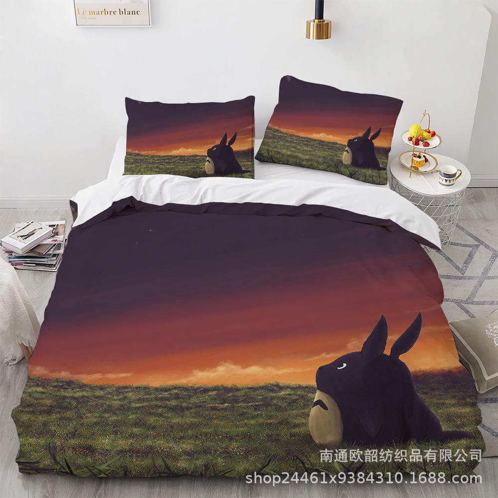 3D Digital Printing Cartoon Animation Chinchilla Bedding Three-Piece Set, Quilt Cover Pillowcase Four-Piece Set