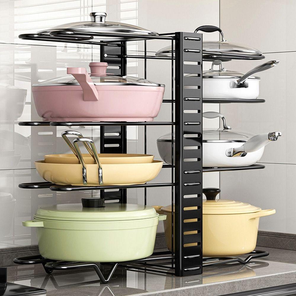Adjustable Pots and Pans Organizer Rack Metal Pot Rack Organizer Pot Cover Storage Rack  for Home