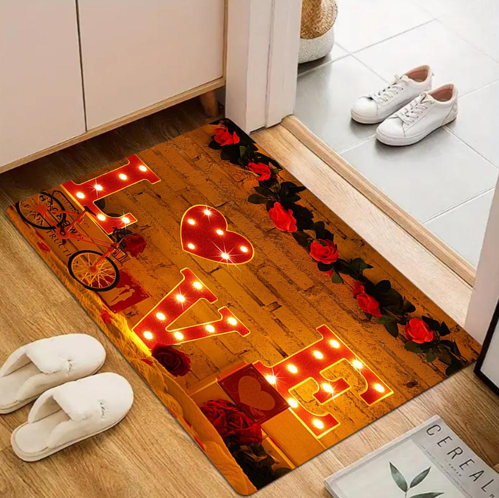 

Romantic Pattern Carpet Mat Rug Non-Slip Area Rug Home Decoration for Entryway Living Room Bedroom Decor Welcome Mat Kitchen Rug 50X80cm